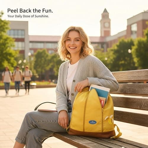 knictto Cute Novelty Banana Backpack for Women Y2K Large Capacity Lightweight Fun Casual Travel Daypack Outdoor All Seasons (BANANA) thumbnail 3