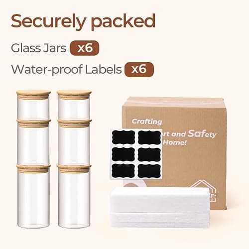 ComSaf Glass Storage Containers with Lids (0.6qt/1qt/1.5qt) Set of 6,Glass Pantry Storage Containers with Airtight Lid & lables for Dry Food, Snacks, Nuts, Stackable for Kitchen, Pantry Organization thumbnail 7