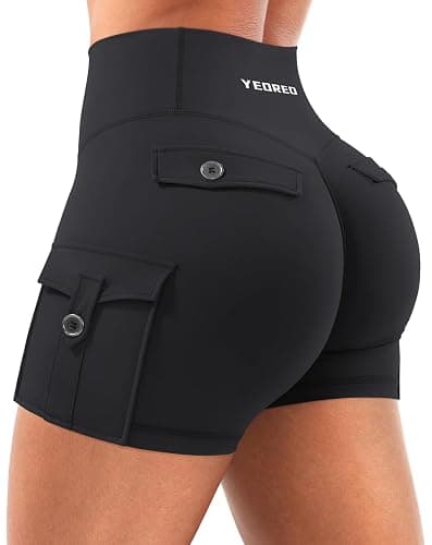 YEOREO CoreFlex Women Workout Shorts | Cargo Pockets, Hidden Scrunch, No Front Seam, Biker Shorts, 3.6"/ 4.5" thumbnail 7
