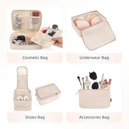 BAGAIL 8 Set Packing Cubes Luggage Packing Organizers for Travel Accessories-Cream thumbnail 3