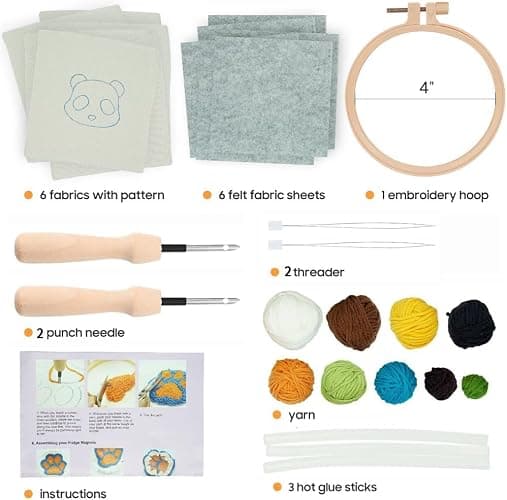 Mefatus Punch Needle Kit for Beginners Adults Kids Easy Punch Needle Embroidery Kit Tool Threader Fabric Hoop Yarn Rug Tufting Coaster Art and Crafts thumbnail 7