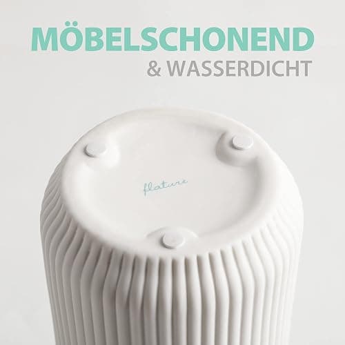 flature Keramik Vase mit Rillen - Dekovase Klein für Pampasgras als Boho Deko, kleine Blumenvase Weiß Matt 21cm hoch für Flowers, Wohnungsdeko für frische Blumen, Trockenblumen, Esstisch, Büro (Gr.M) thumbnail 6