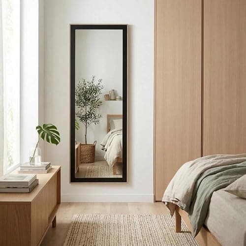URBNLIVING Full-Length Wall Mirror 35x110cm – Vertical & Horizontal Mount, Bedroom, Hallway, Living Room (Black) - Image 1