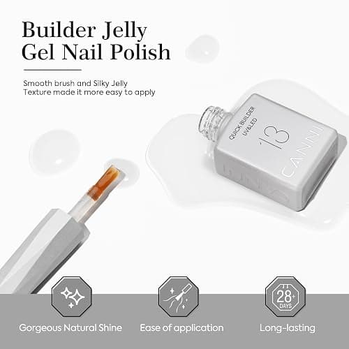 CANNI Builder Nail Gel Polish, 8 in 1 Clear Builder for Nails Strengthener Gel Polish Thickening Extension for Beginners DIY Home Salon Manicure thumbnail 6