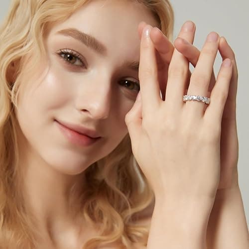 SHINYSO Wedding Band for Women Infinity Heart-Shaped Cubic Zirconia Ring Engagement Stacking Promise Rings for Her Size 4-10 thumbnail 4