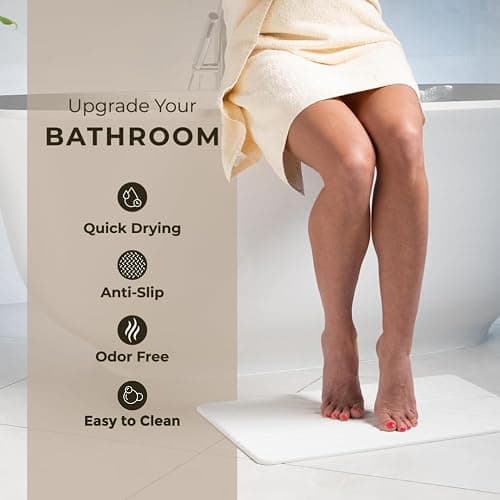 TOSORO - Stone Bath Mat Diatomaceous Earth Shower Mat Non-Slip Super Absorbent Diatomite Stone Bath Mats for Bathroom Floor Quick Drying Natural Easy to Clean (23.5 x 15) - Sandstone thumbnail 3
