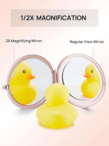 Getinbulk Compact Mirror for Purse, Double-Sided 1X/2X Magnifying Metal Pocket Makeup Mirrors(Round,Pink Marshmallow) thumbnail 3
