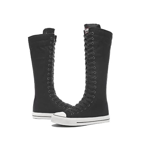 Women's Tall Canvas Lace up Knee High Sneakers thumbnail 2
