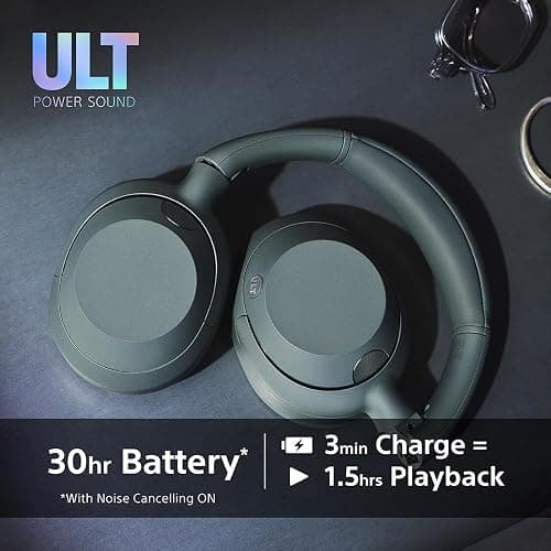 Sony ULT WEAR - Wireless Noise Cancelling Headphones, ULT POWER SOUND, Ultimate Deep Bass, Same Processor as WH-1000XM5, Clear Calls, 30hr Battery, IOS & Android - White thumbnail 8