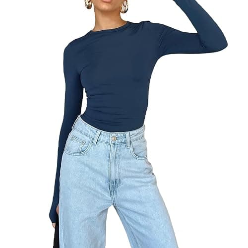 Women's Basic Long Sleeve Slim Fit Crop T Shirt Top Y2K Tops TikTok Crop Top Club Party E-Girls Streetwear thumbnail 3