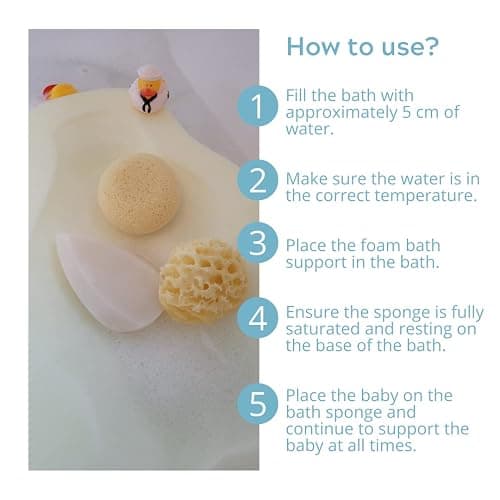 Ellie-Fant Baby Bath Foam Support Mat | 4 Pc Gift Set Includes Skid Proof & Antibacterial Cushion Seat Natural Sea Sponge and Teardrop Sponge thumbnail 3