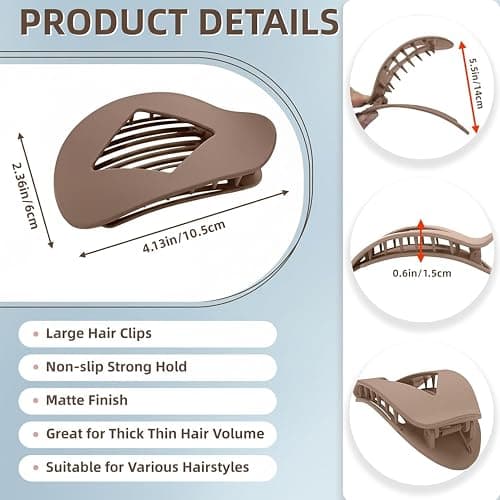 4PCS Flat Hair Clips for Women Simple Duckbill Hair Clips for Women Thick Elegant Hair Flat Claw Clips for Thin Hair for Curly Straight Non Slip Duckbills Flat Hairs Clips Strong Hold Barrettes thumbnail 2