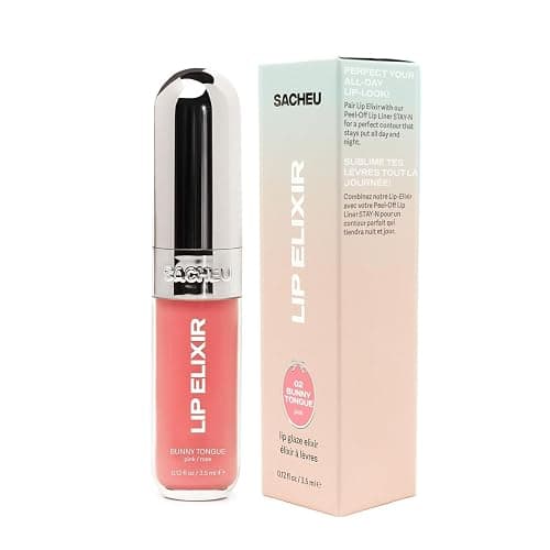 Sacheu Lip Elixir Nourishing and Hydrating Lipgloss — Moisturizing Plumping Lip Gloss Enriched with Collagen, Non-Sticky Lip Color Smooth High-Shine Finish, Vegan & Cruelty-Free, Clear & Sheer Pink thumbnail 9