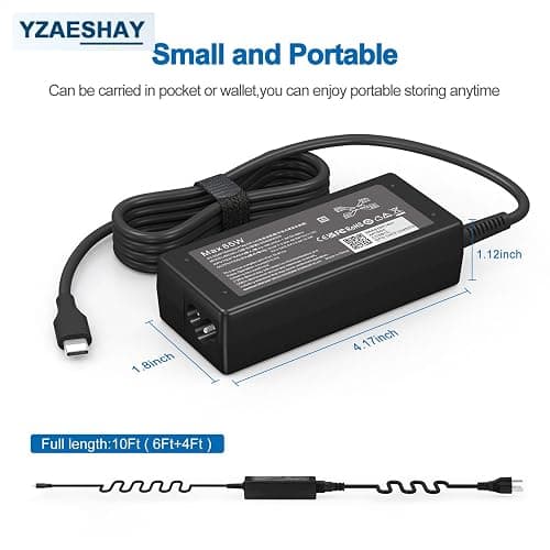 YZAESHAY Replacement 65W USB C Laptop Charger Compatible with HP Chromebook and All 65W USB Type C Power Adapter thumbnail 3