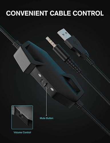 ZIUMIER Gaming Headset with Microphone, Compatible with PS4 PS5 Xbox One PC Laptop, Over-Ear Headphones with LED RGB Light, Noise Canceling Mic, 7.1 Stereo Surround Sound thumbnail 5