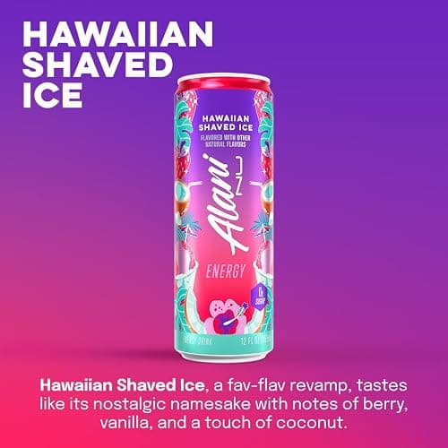Alani Nu HAWAIIAN SHAVED ICE Sugar Free, Low Calorie Energy Drinks | 200mg Caffeine | Biotin B Vitamins | Zero Sugar | 10 Calories | 12 Fl Oz Cans | 12 Pack - Hawaiian Shaved Ice - 12 Fl Oz (Pack of 12) thumbnail 2