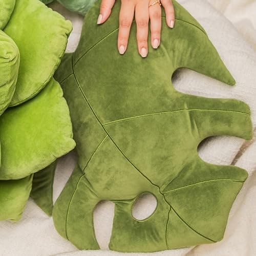 Green Philosophy Co. Monstera Leaf™ Pillow - Mossy Earth - Large Soft Plant-Shaped Plush Cushion for Couch, Bed, or Reading Nook - Cute & Unique Nature-Inspired Decor Throw Pillow thumbnail 4