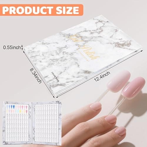 Velarionna 160 Nail Color Display Book with 240 Nail Tips and 1-200 Number Labels, Gel Polish Colors Card Board Professional Color Swatches Book thumbnail 2