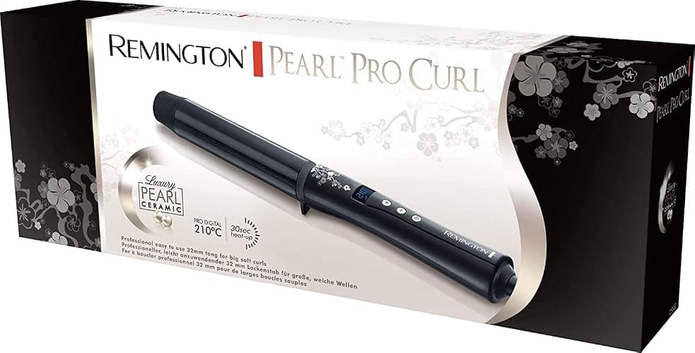 Remington Ferro Arricciacapelli - Per ricci grandi 32 mm- Pearl Digital: Rivestimento in ceramica con vere perle; Display LCD 130-210°C, Guanto termico, onde delicate per capelli forti, CI9533 thumbnail 6