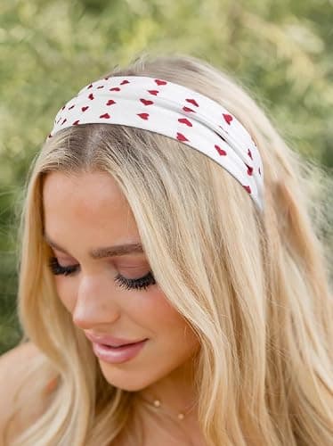 Huachi Headbands for Women Trendy 16 Pack Elastic Hair Bands for Women Non Slip Soft Cloth Fabric Head Bands Y2K Hair Accessories, Floral Bow Valentine Heart Headband thumbnail 5