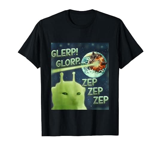 Glerp Glorp Funny Alien Cat Meme, Brainrot Tee, Costume T-Shirt - Image 1