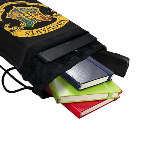 LOGOVISION Harry Potter Ilustrated Hogwart's Crest Drawstring Backpack Sports Bag Sackpack 17" x 13", Perfect for Gym, Yoga or Practice thumbnail 5
