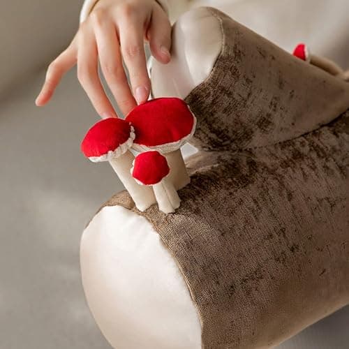 Shapeazy Mushroom Tree Log Pillow - Long Cylinder Decorative Throw Pillow for Couch, Sofa & Bed, Modern Chic Nature-Themed Pillow, Woodland Stump Accent Pillow for Living Room, Nursery, Home Decor thumbnail 4
