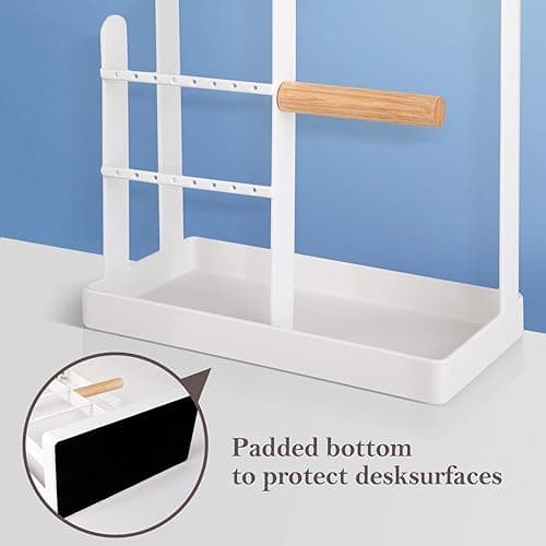ProCase Jewelry Stand Holder Organizer, 4-Tier Necklace Holder with Ring Tray, 10 Hooks Necklaces Hanging Small Jewelry Display Storage Tower Tree for Bracelets Earrings Watches -Medium, White thumbnail 6