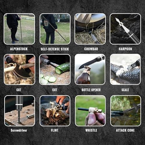 Sakerplus Collapsible Tactical Hiking Trekking Pole, Tactical Walking Stick, Survival Hiking Staff & Trekking Pole, Lightweight Aluminum Gear for Outdoor Adventures, Camping, Hunting thumbnail 3