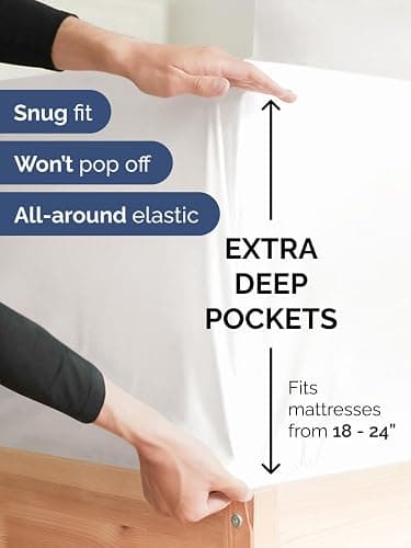 Extra Deep Pocket Twin XL Sheets - 3 Piece Breathable & Cooling Bed Sheets - Hotel Luxury Sheet Set - Soft, Wrinkle Free & Comfy - Easily Fits Extra Deep Mattresses - Deep Pocket Antique White Sheets thumbnail 3