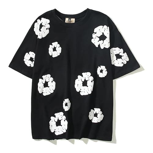 T-shirt graphique pour homme et femme Y2K Hip Hop T-shirts imprimés fleurs bouffantes T-shirt à manches courtes Streetwear Harajuku Top - Image 1