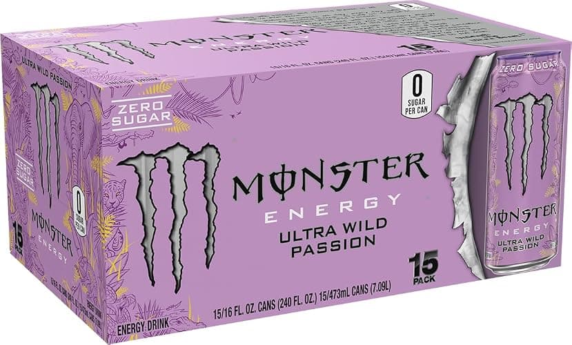 Monster Energy Ultra Wild Passion, Sugar Free Energy Drink, 16 Ounce (Pack of 15) thumbnail 2