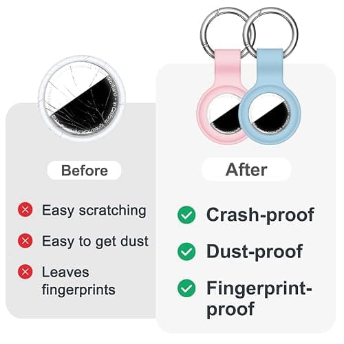 Linsaner [2 Pack] Holder for AirTag 2nd Gen (2026) & 1st Gen, Silicone Case Keychain Key Ring, Protective Cover for Apple for Air Tags, GPS Finder Accessories, Pink/Grey Blue thumbnail 6