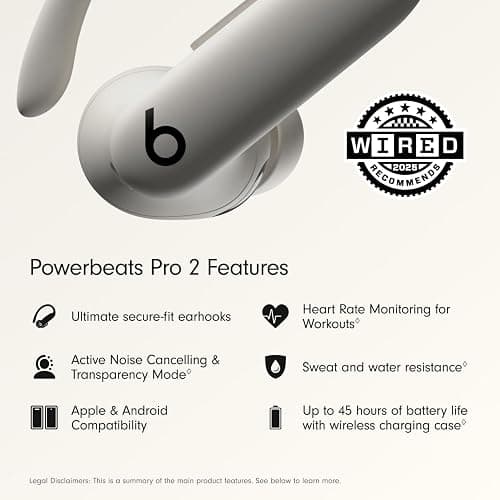 Beats Powerbeats Pro 2 - Wireless Noise Cancelling Workout Earbuds with Secure- Fit Earhooks, Up to 45-Hour Battery with Charging Case, Sweat & Water Resistant, Heart Rate Monitoring - Quick Sand thumbnail 2