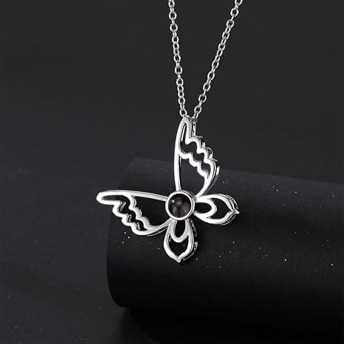 INCOOSTORE Projection Necklace with Picture Inside - Personalized Photo Necklace with Butterfly, Meaningful Gift for Loved Ones on Christmas Wedding Birthday thumbnail 6