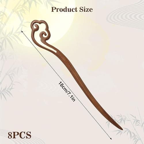 Ngdhkd 8 Pieces Wooden Hair Sticks Chinese Chopstick Hair Pins for Women Bun Maker Retro Classic Pattern Hair Sticks for Women Long Hair Handmade Chignon Maker Hair Accessories (Brown) thumbnail 3