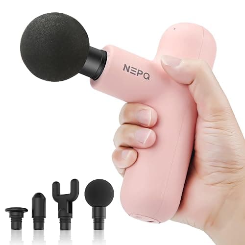 NEPQ Mini Massage Gun, SK6 Fascial Gun Portable Deep Tissue Percussion Muscle Back Head Massager for Pain Relief with 4 Massage Heads 4 Speed High-Intensity Vibration Rechargeable (Pink) - Image 1