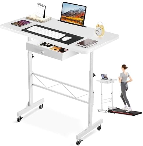 Small Standing Desk Adjustable Height Small Computer Desk Mobile Portable Rolling Laptop Table with Wheels 32" Computer Workstation Sit Stand Desks Portable Standing Table Treadmill desks - Image 1