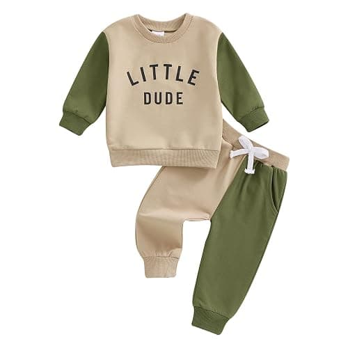 Toddler Baby Boy Fall Winter Clothes Mamas Little Boy Outfit Letter Long Sleeve Sweatshirts and Jogger Pants Set - Image 1