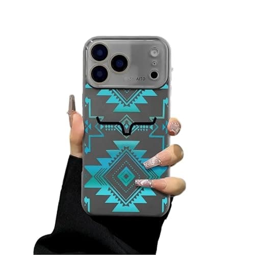 Othyzo Aztec Bull Horn Phone Case for iPhone 17 to 12 (4, iPhone 16) | Tribal Geometric Pattern, Western Boho Style, Shockproof Protection, Full Lens Guard, Soft TPU Material, Women Girl Gift - Image 1
