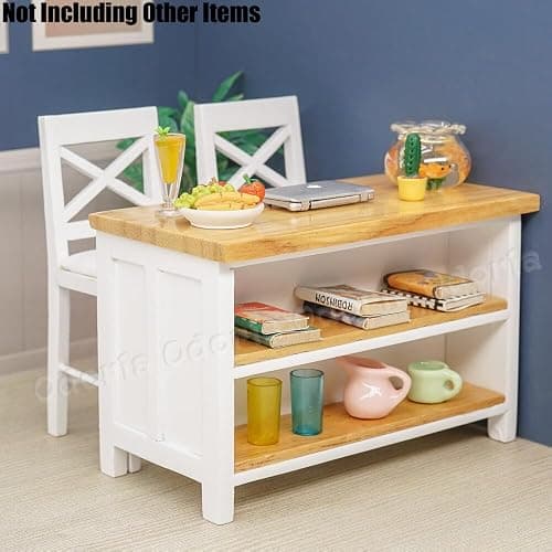 Odoria 1/12 Miniature Kitchen Island and Chairs Dollhouse Furniture Accessories thumbnail 2