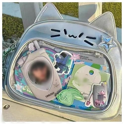 Cat Ita Bag Pin Display Backpack for School PU Leather Preppy Backpack for Girls Y2k Aesthetic Single Shoulder Bag thumbnail 4