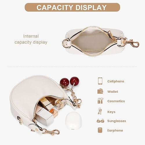 JQWSVE Small Top Handle Bags for Women Mini Purses Cute Ladies Handbags Crescent Mini Crossbody Bags with Cherry thumbnail 5