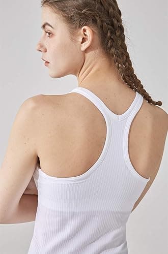 Yoga Racerback Tank Top for Women with Built in Bra,Women's Padded Sports Bra Fitness Workout Running Shirts - Image 1