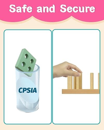 kecristv Montessori Toys for 1 2 Year Old Girl and Boy Birthday Gifts, Shape Sorter Wooden Toys for Toddlers Age 1-3 2-4, Learning Educational Sensroy Stacking Toddler Puzzles - Brown thumbnail 6