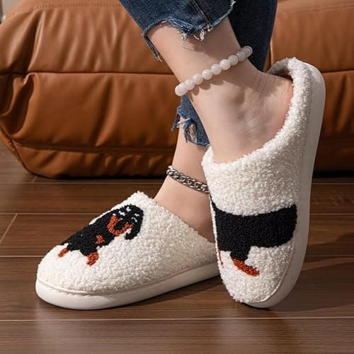 OJXTRDE Cute Dachshund Slippers Women Men Fuzzy Memory Foam Cartoon Animal Slippers Novelty Funny Dog Slippers Winter Warm Plush House Shoes thumbnail 7
