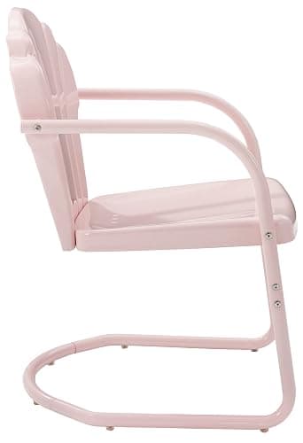 Crosley Furniture Tulip 2-Piece Outdoor Chair Set, Retro Metal Patio Chairs for Dining, Porch, Deck, Balcony, Pastel Pink Gloss - Pastel Pink Gloss thumbnail 5