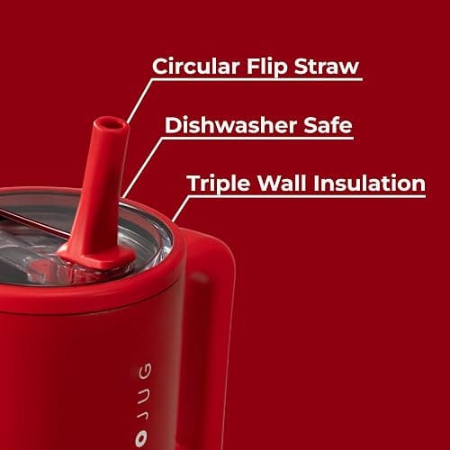 HydroJug Traveler - 32 oz Water Bottle with Handle & Flip Straw - Fits in Cup Holder, Leak Resistant Tumbler-Reusable Insulated Stainless Steel & Rubber Base - Gifts for Women & Men, Alumni Red thumbnail 4