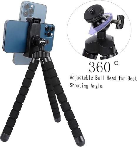 Acuvar Flexible Phone Tripod Universal Smartphone Tripod Stand Portable Lightweight Mini Stabilizer with Adjustable Phone Mount Holder for iPhone Android Camera Vlogging ContentCreation TikTok&YouTube thumbnail 6