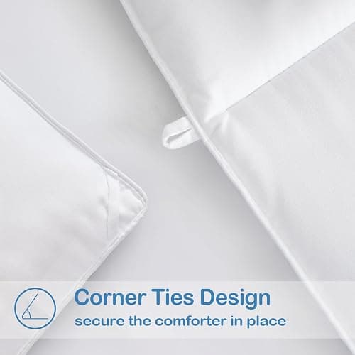 EASELAND Queen Size Down Alternative Comforter - Quilted Duvet Insert for All Seasons, Soft Lightweight with Corner Tabs, Summer Winter Warm Bedding, White 88×88 Inches thumbnail 7